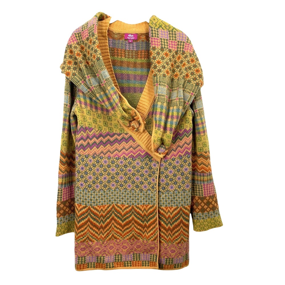 IVKO 100% lambswool removable shawl collar cardigan Size M Anthropologie boho - Picture 4 of 10